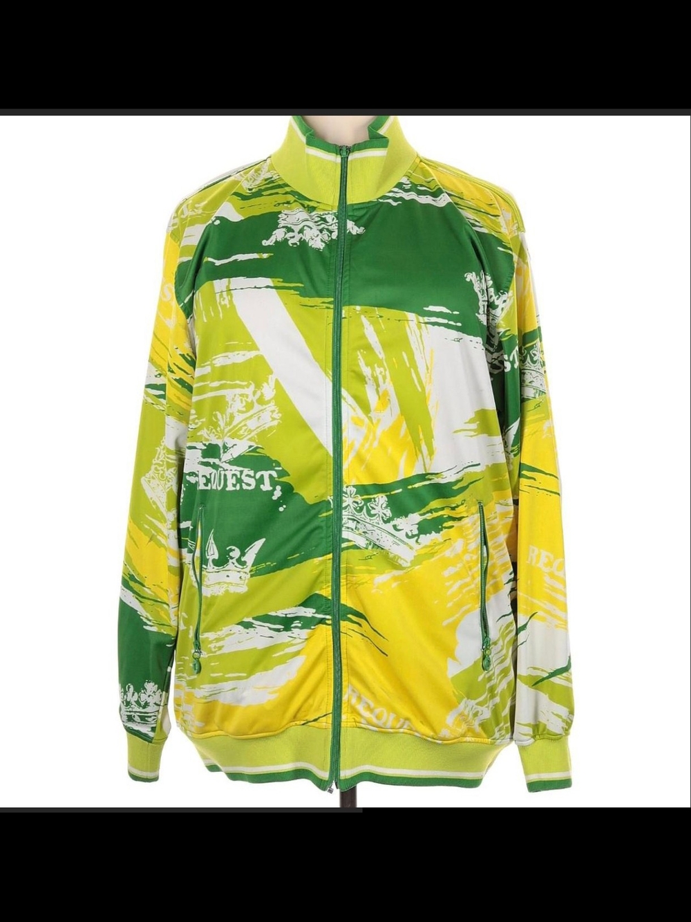 Y2K Request Neon Green Track Jacket XL Oversized McBling Streetwear